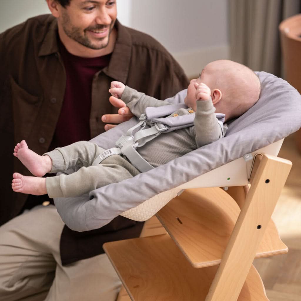 stokke infant set Stokke Tripp Trapp High Chair² with Cushion, Tray and Newborn Set, Black + Grey Cushion