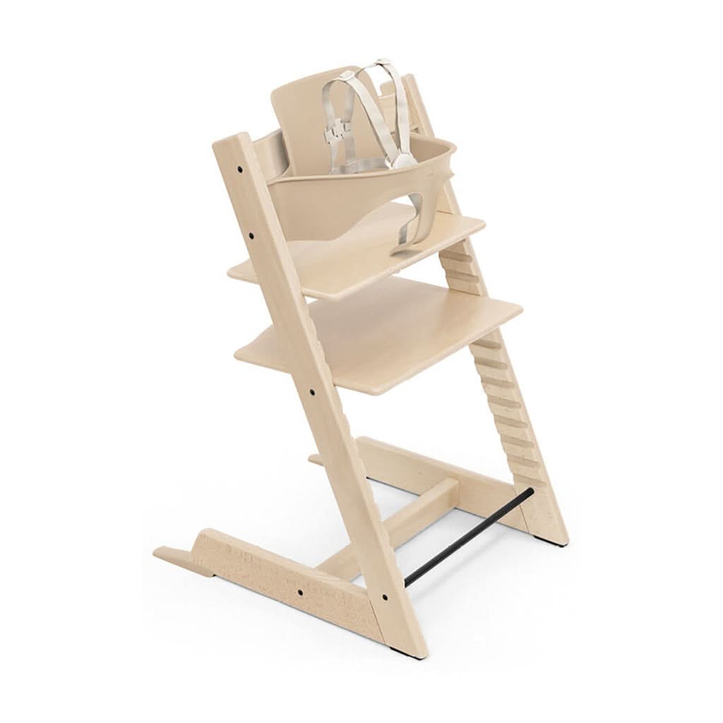 Stokke Tripp Trapp High Chair² with Cushion, Tray and Newborn Set, Natural + Nordic Grey Cushion