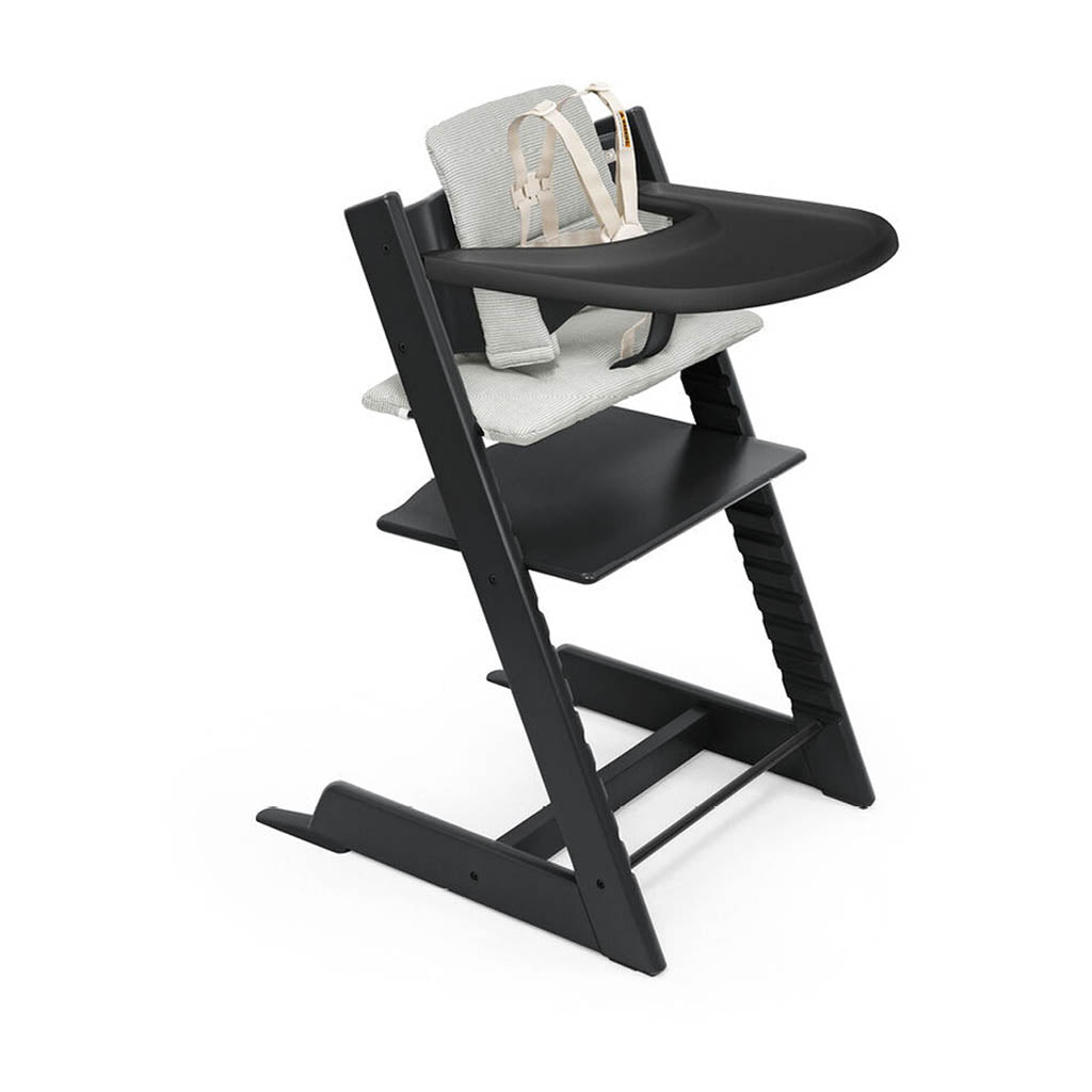 Stokke Tripp Trapp High Chair 2 with Cushion and Stokke Tray-High Chairs-Stokke-Black with Nordic Grey-ANB Baby Store