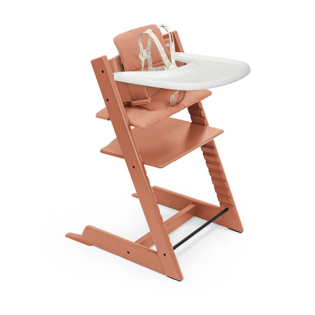 Tripp Trapp High Chair Natural, Nordic Grey Cushion and Stokke Tray