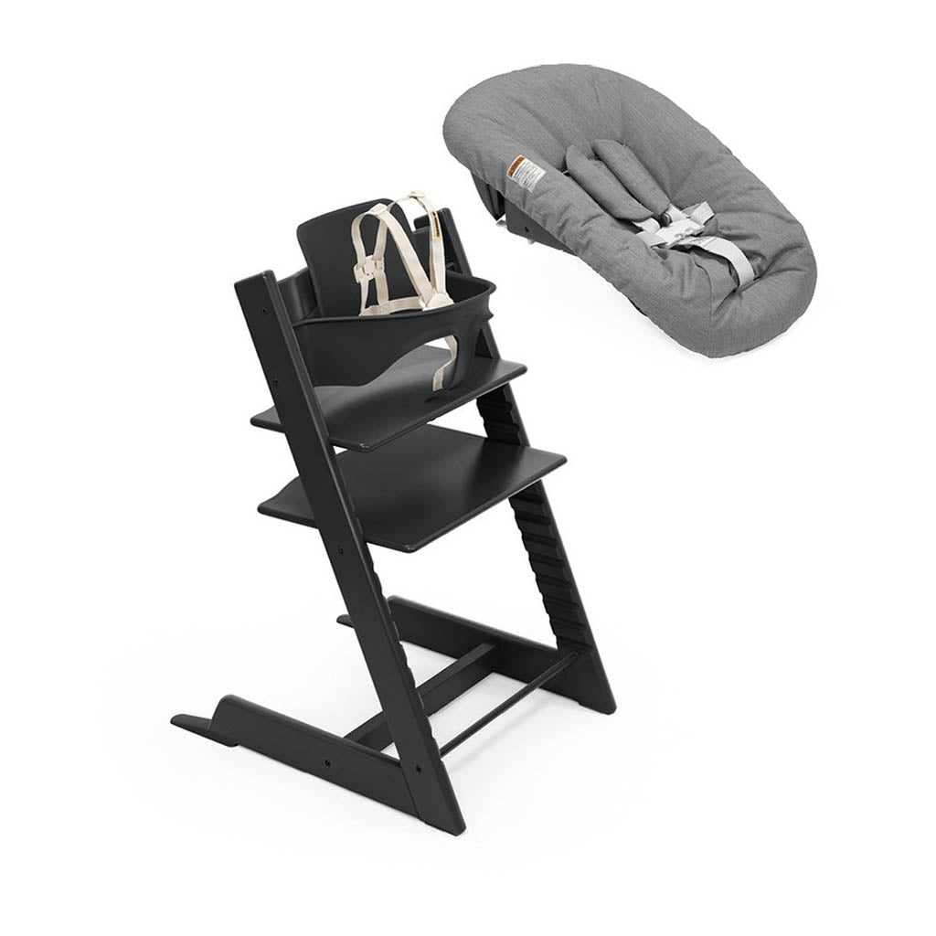 Stokke Tripp Trapp High Chair 2 with Newborn Set Black With Anthracite_7 - ANB Baby