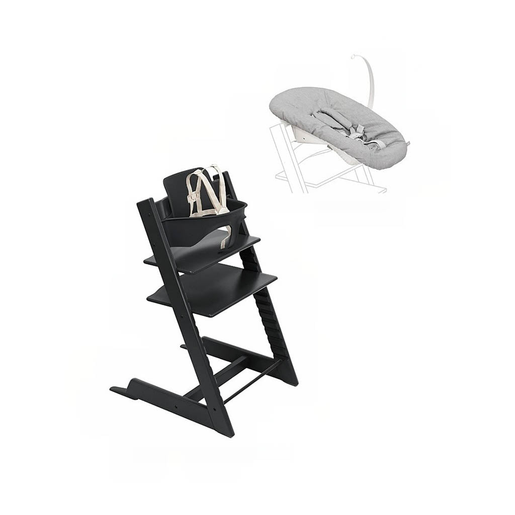 Stokke Tripp Trapp High Chair 2 with Newborn Set-High Chairs-Stokke-Black with grey-ANB Baby Store