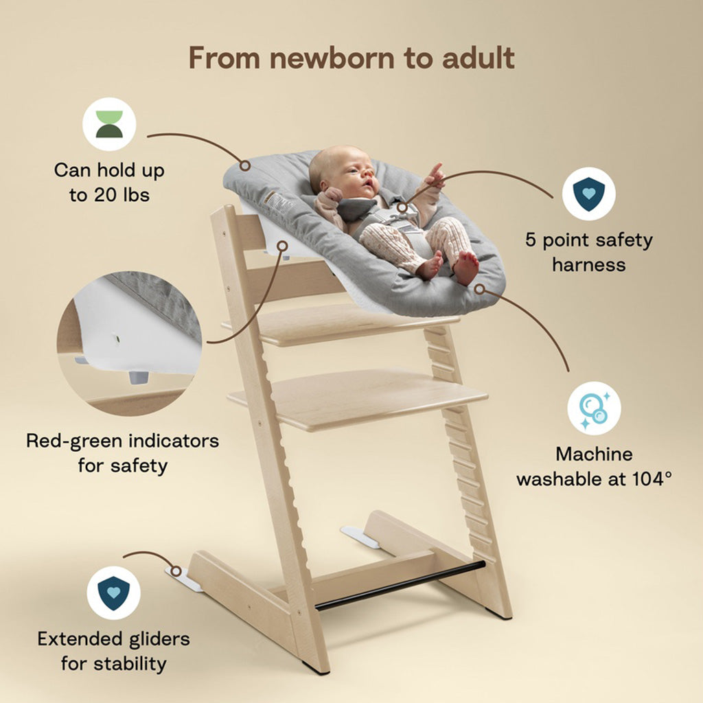Stokke Tripp Trapp High Chair 2 with Newborn Set Natural with grey_4 - ANB Baby