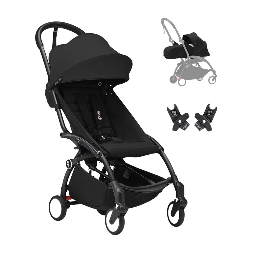 Stokke® YOYO³ Stroller Bundle with Newborn & Car Seat Adaptor-Single Strollers-Stokke-Black Frame / Black-ANB Baby Store