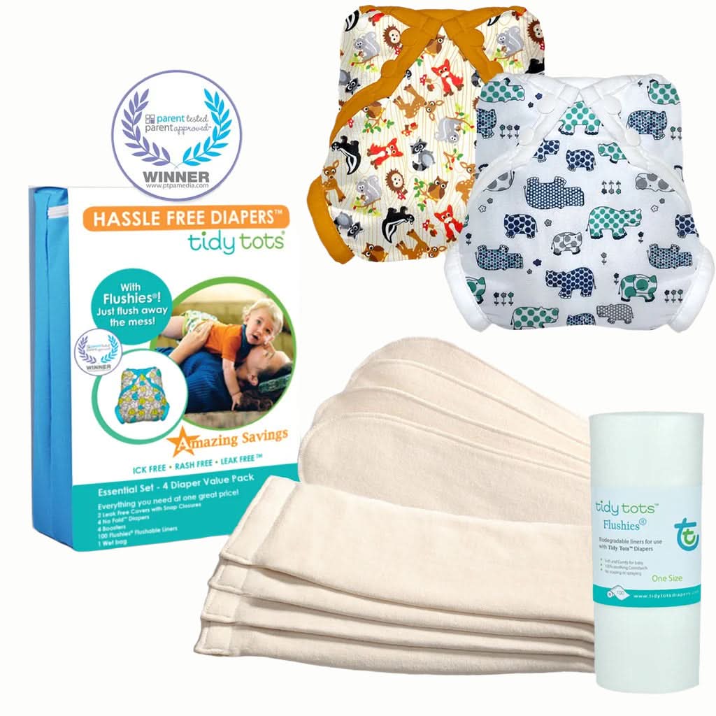 Tidy Tots Essential Set, Hemp, Diaper Set-Diapering-Tidy Tots-Hippos / Forest Friends-ANB Baby Store