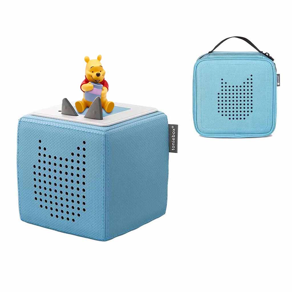 Tonies Toniebox Playtime Puppy Starter Set and Carry Case Light Blue with Tonies Audio Play Figurine, Disney Winnie The Pooh - ANB BABY