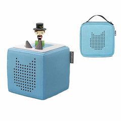Tonies Toniebox Playtime Puppy Starter Set and Carry Case Light Blue with Tonies Audio Play Figurine, A Christmas Carol & Tales - ANB BABY