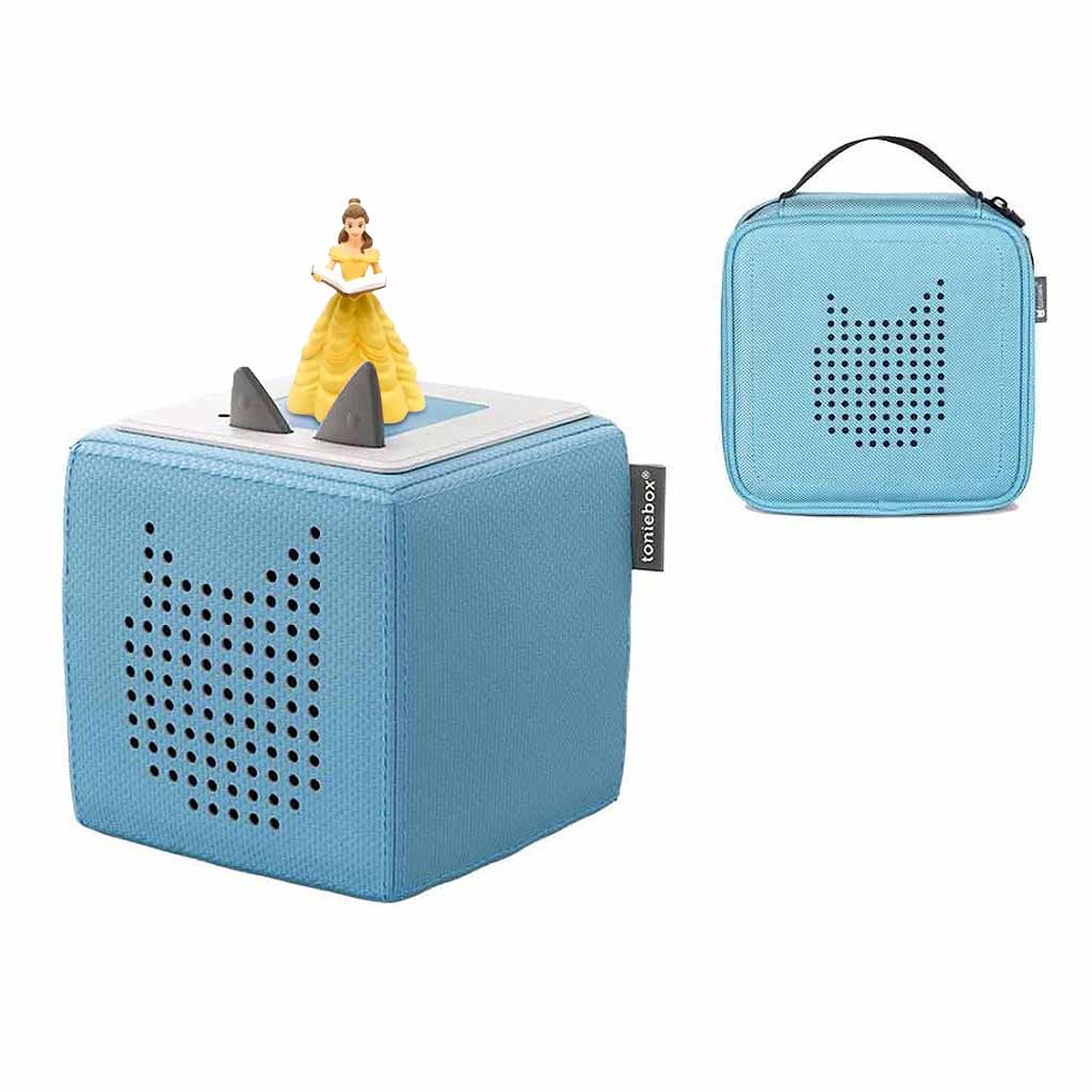 Tonies Toniebox Playtime Puppy Starter Set and Carry Case Light Blue with Tonies Audio Play Figurine, Beauty and the Beast - ANB BABY