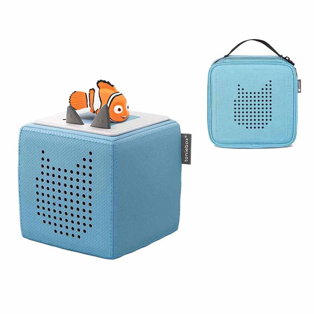Tonies Toniebox Playtime Puppy Starter Set and Carry Case Light Blue with Tonies Audio Play Figurine, Finding Nemo  - ANB BABY