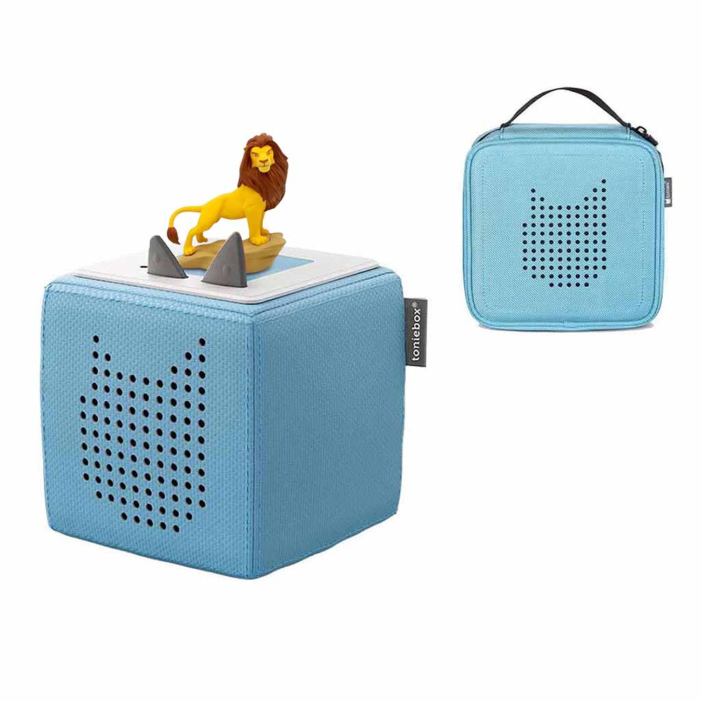 Tonies Toniebox Playtime Puppy Starter Set and Carry Case Light Blue with Tonies Audio Play Figurine, Lion King - ANB BABY