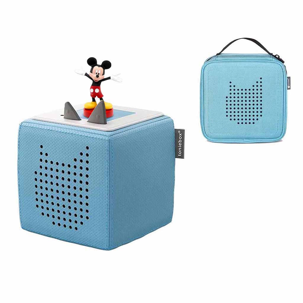 Tonies Toniebox Playtime Puppy Starter Set and Carry Case Light Blue with Tonies Audio Play Figurine, Mickey Mouse - ANB BABY