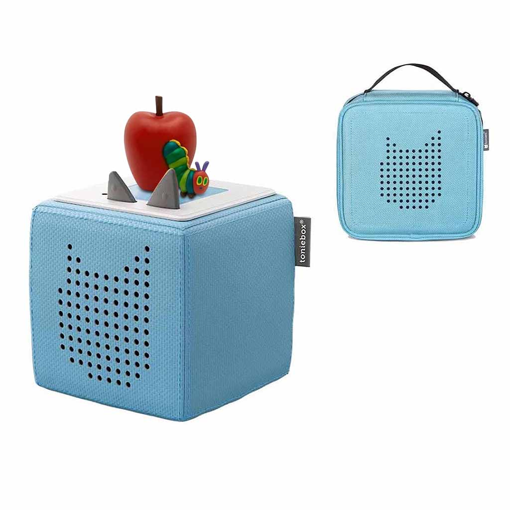 Tonies Toniebox Playtime Puppy Starter Set and Carry Case Light Blue with Tonies Audio Play Figurine, The Very Hungry Caterpillar and other stories - ANB BABY