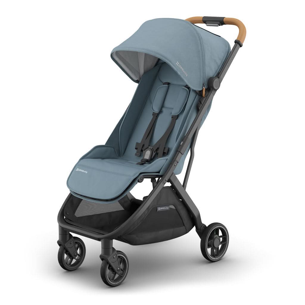 UPPAbaby Minu V3 Lightweight Stroller-Single Strollers-UPPAbaby-Dillan: Stone Blue / Carbon Frame / Sand Leather-ANB Baby Store