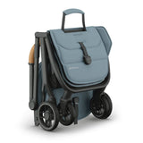 UPPAbaby Minu V3 Stroller, Dillan Stone Blue Carbon Frame Sand Leather,Folded - ANB BABY
