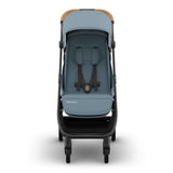 UPPAbaby Minu V3 Stroller, Dillan Stone Blue Carbon Frame Sand Leather,Front - ANB BABY