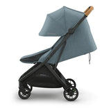 UPPAbaby Minu V3 Stroller, Dillan Stone Blue Carbon Frame Sand Leather, Side Left - ANB BABY