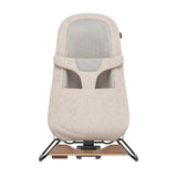 UPPAbaby Mira 2-in-1 Bouncer and Seat, Charlie, Sand Mélange, Black Frame, Walnut Wood, Front - ANB BABY