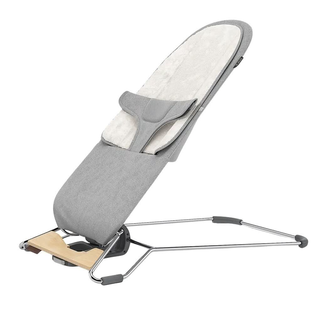 UPPAbaby Mira 2-in-1 Bouncer and Seat, Stella, Grey Mélange, Silver Frame, Maple Wood, Main - ANB BABY
