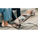 UPPAbaby Mira 2-in-1 Bouncer and Seat, Wells, Dark Taupe Mélange, Black Frame, Walnut Wood, Lifestyle 2 - ANB Baby