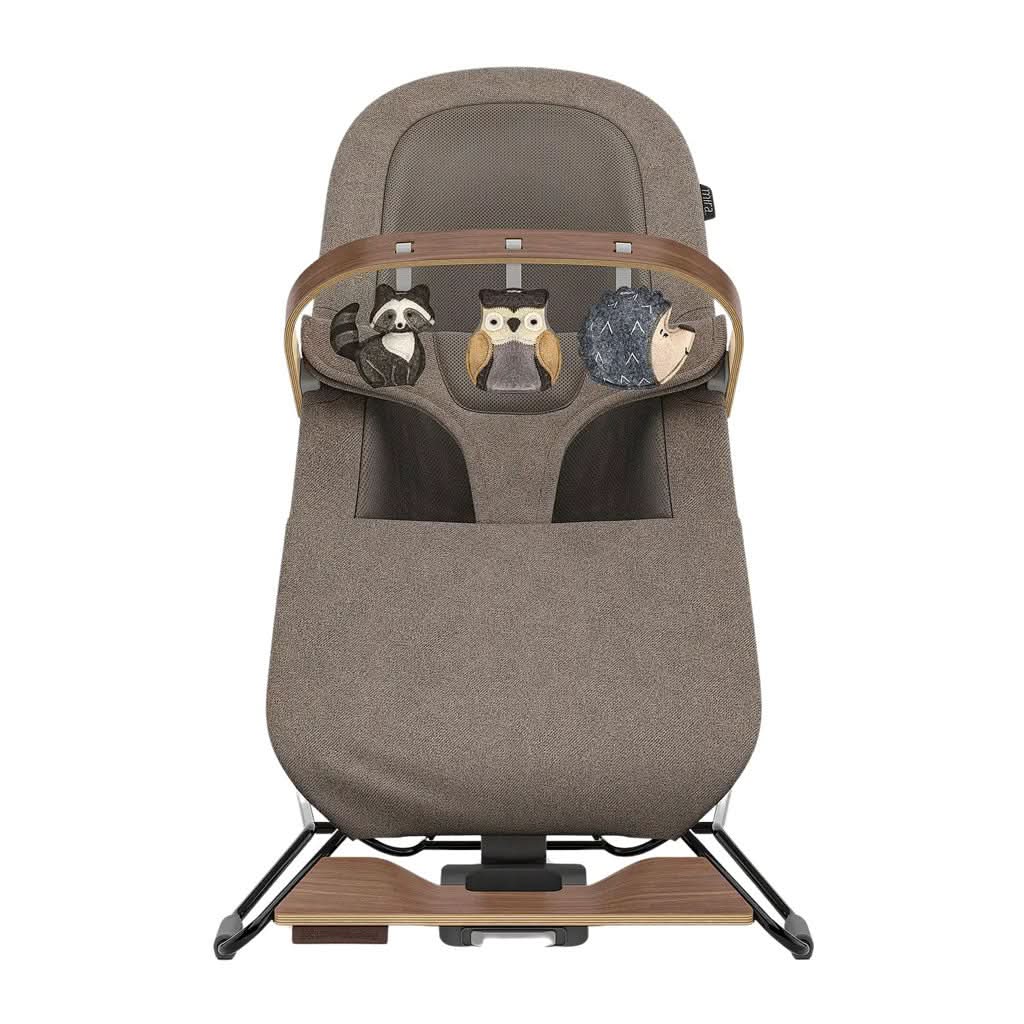 UPPAbaby Mira Bouncer Forest Fun Toy Bar, Grey Walnut Wood, Front - ANB BABY