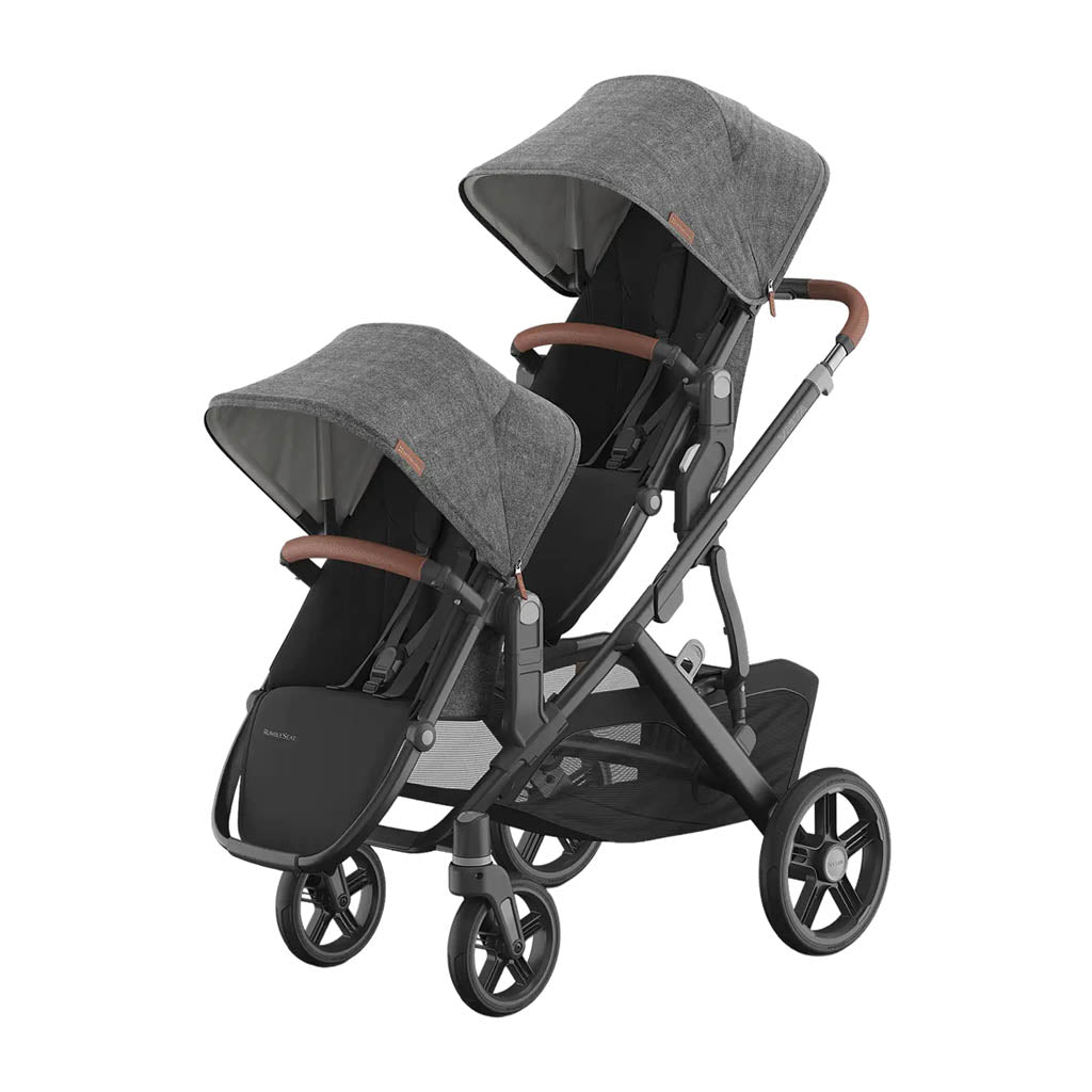 UPPAbaby Vista V3 Double Stroller-Double Strollers-UPPAbaby-Greyson: Charcoal Melange | Carbon Frame | Saddle Leather-ANB Baby Store