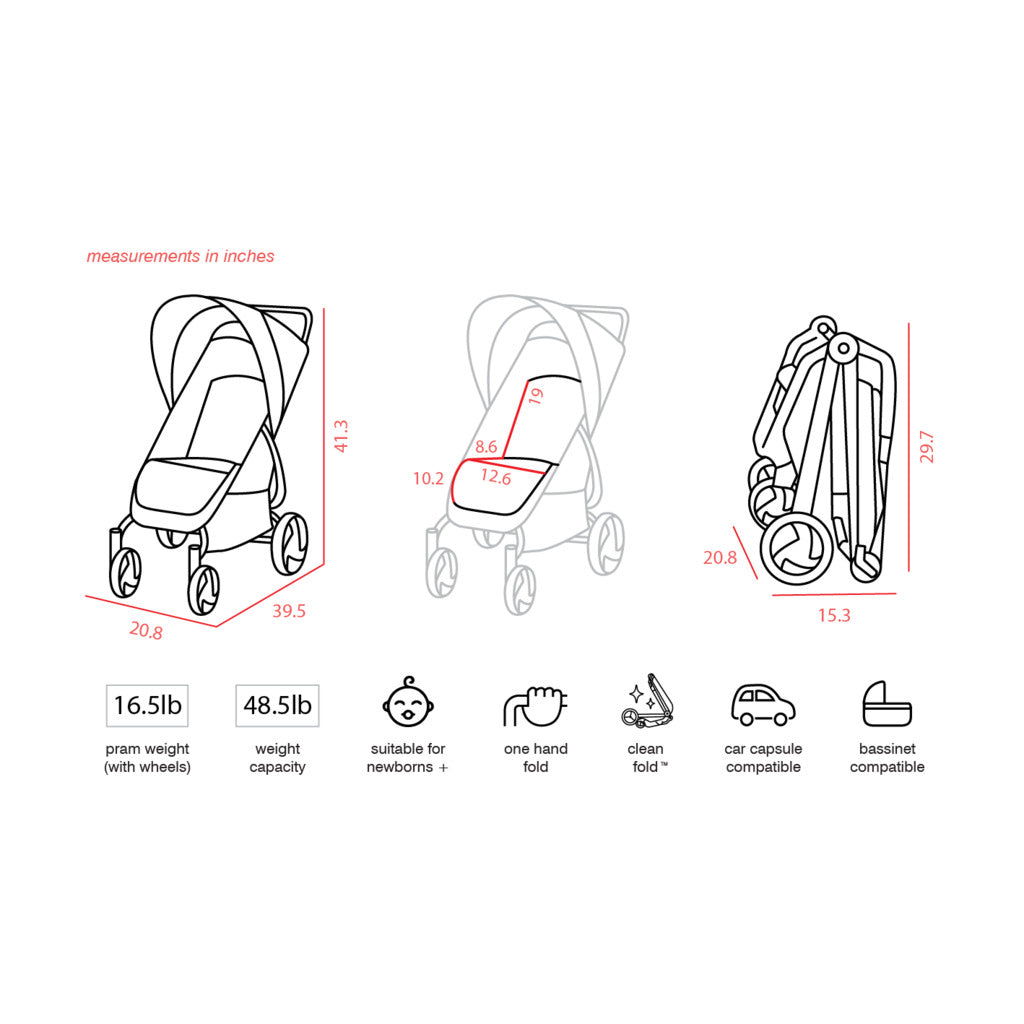 Valco Baby Snap 4 Trend Single Light Weight Stroller, Dimensions | ANB Baby