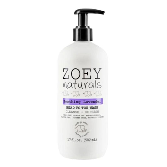 Zoey Naturals Head To Toe Wash 17 oz. Soothing Lavender, Front View - ANB Baby