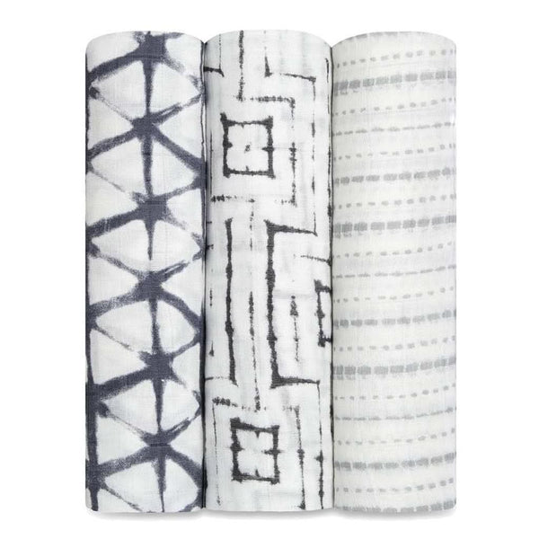 Aden & Anais Infant Boutique Silky Soft Swaddle Blankets, Pebble Shibori 3-pack