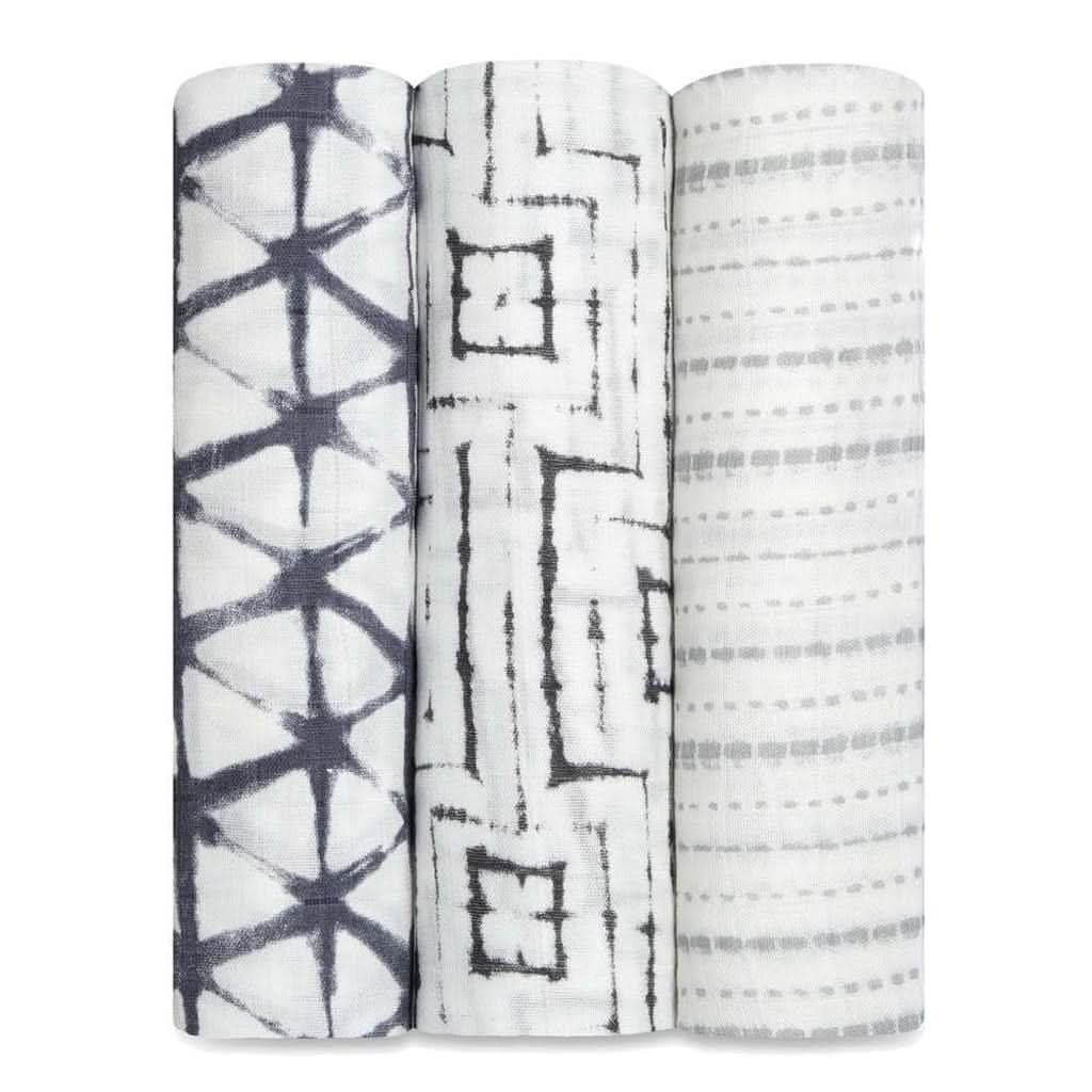 Aden & Anais Infant Boutique Silky Soft Swaddle Blankets, Pebble Shibori 3 - pack - ANB Baby