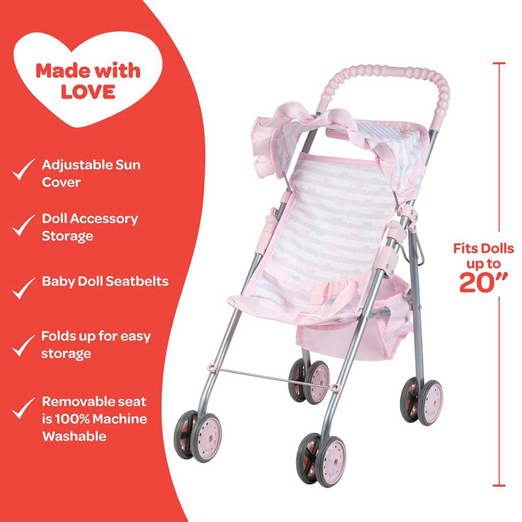 umbrella stroller with storage Adora Classic Pastel Pink Medium Shade Umbrella Stroller