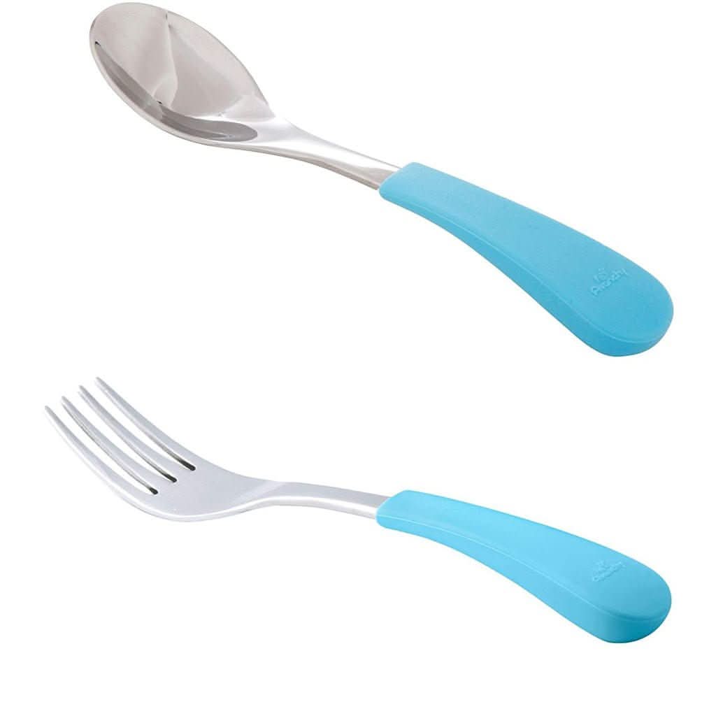 Avanchy Stainless Steel Baby Fork / Spoon, 2 Pack-Mealtime Accessories-Avanchy-Blue-ANB Baby Store