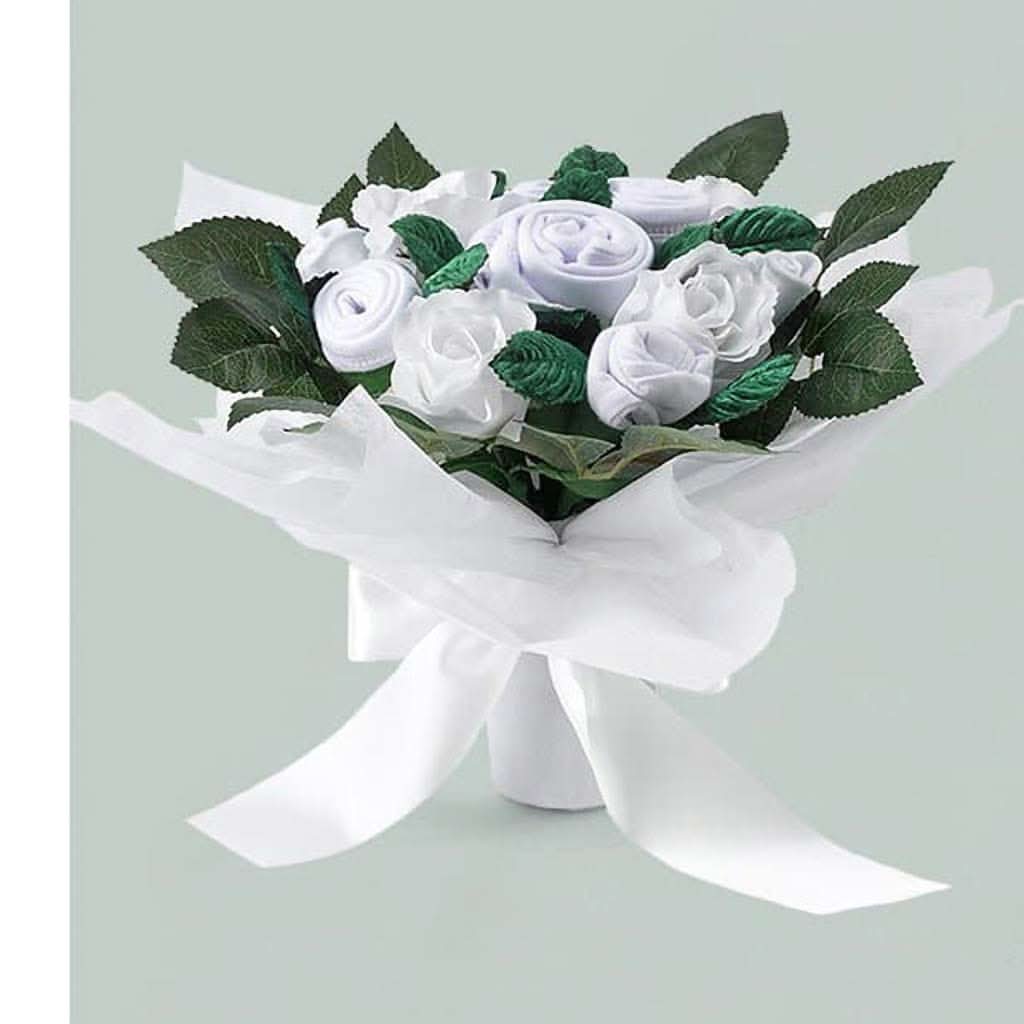 Babyblooms Hand Tied Baby Clothes Bouquet-Clothing-Babyblooms-White-ANB Baby Store