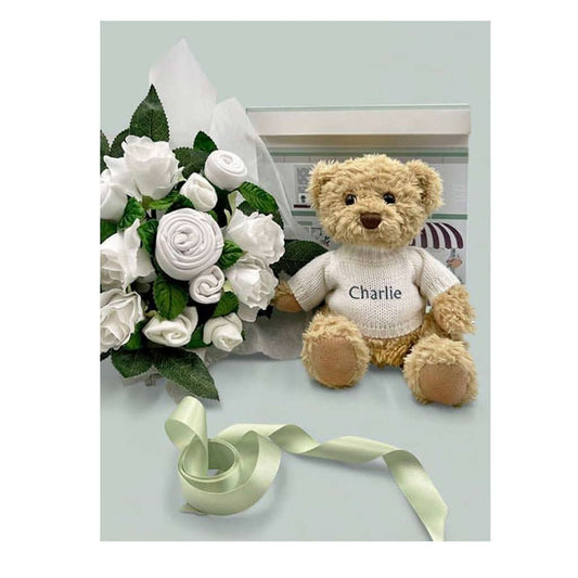 Babyblooms Luxury Rose Baby Clothes Bouquet and Personalized Teddy Bear - ANB Baby