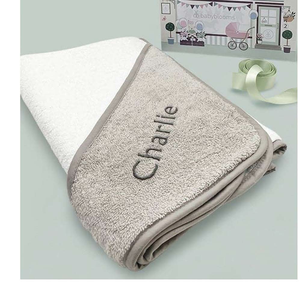 Babyblooms Personalized Baby Hooded Towel-Bath Tubs & Accessories-Babyblooms-Grey-ANB Baby Store