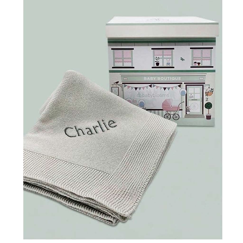 Babyblooms Personalized Knitted Baby Blanket-Clothing-Babyblooms-Grey-ANB Baby Store