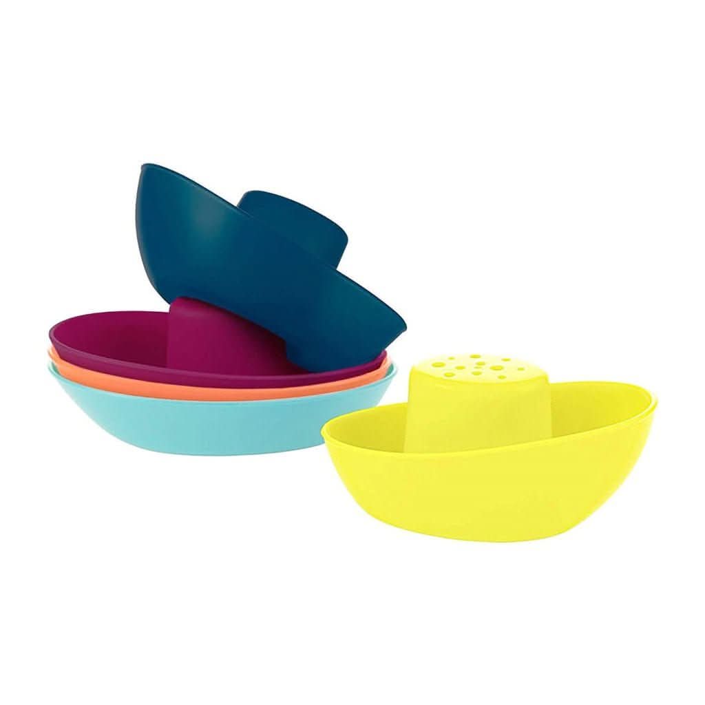 Boon 5 Pieces Fleet Stacking Boats, Multicolor-Bath Tubs & Accessories-Boon-Blue Multicolor-ANB Baby Store