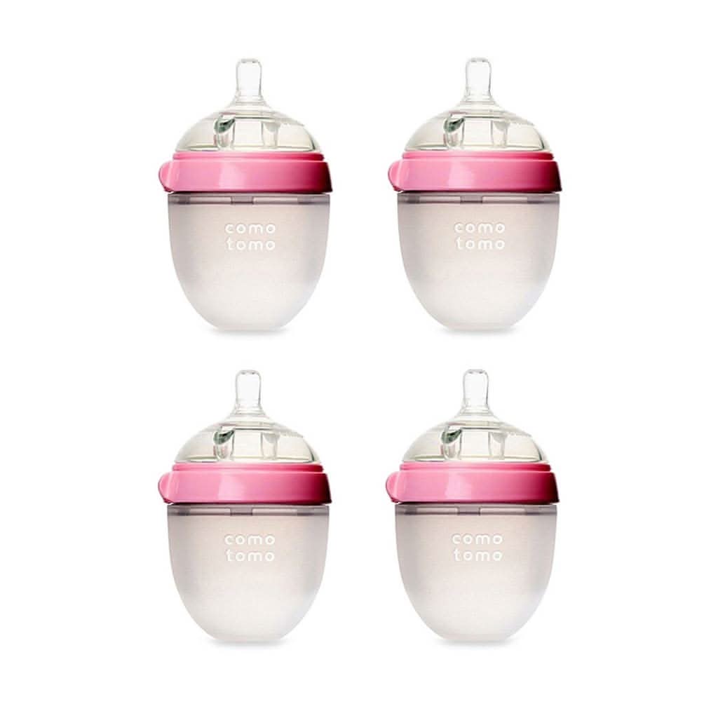 Comotomo Baby Bottle 5 - Ounce/150 ml Kit, Pink, Pack of 4, ANB BABY