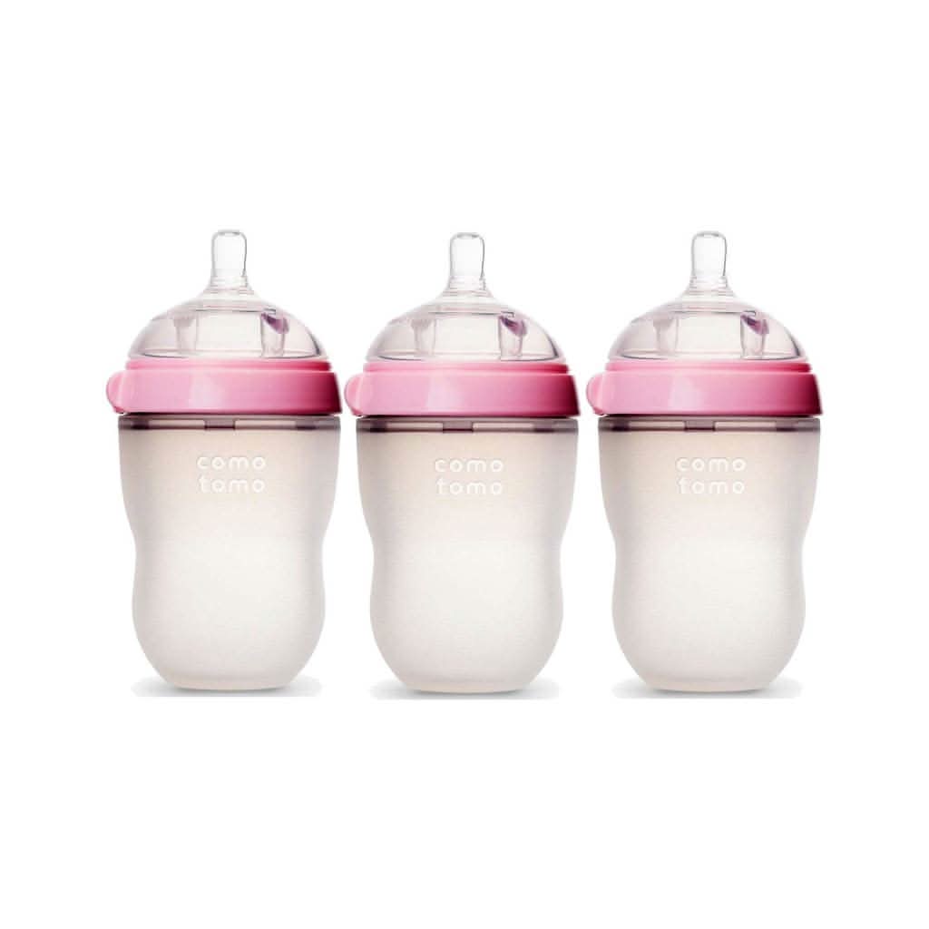 Comotomo Baby Bottle 8-Ounce/250 ml Kit, Pink, Pack of 3-Feeding Bottles-Comotomo-ANB Baby Store