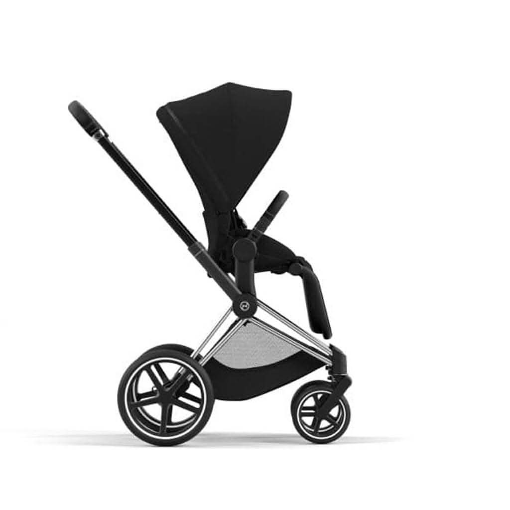 Cybex Priam 4 OneBox Stroller, Chrome / Black Frame with Deep Black Seat Pack, ANB BABY