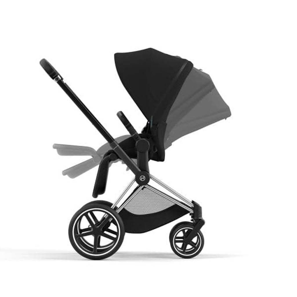 Cybex Priam 4 OneBox Stroller, Chrome / Black Frame with Deep Black Seat Pack, ANB BABY