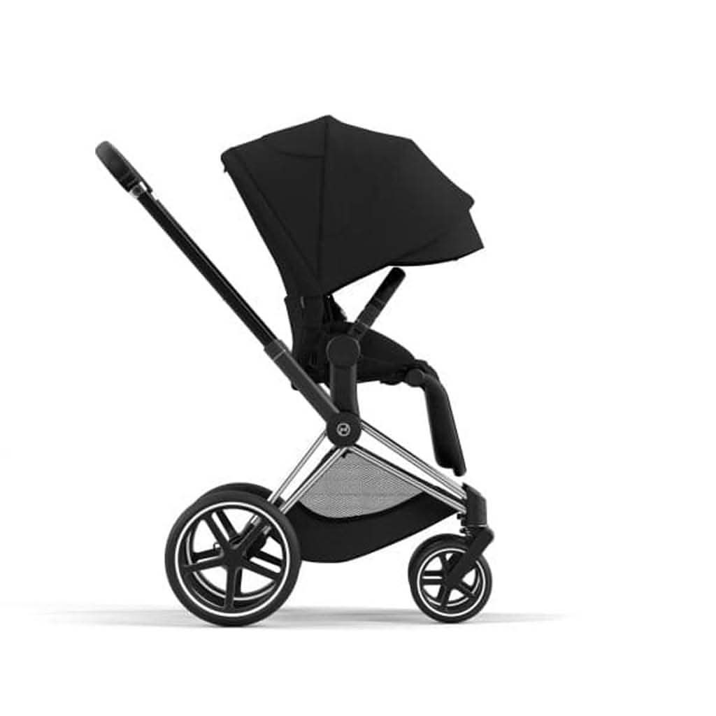Cybex Priam 4 OneBox Stroller, Chrome / Black Frame with Deep Black Seat Pack, ANB BABY