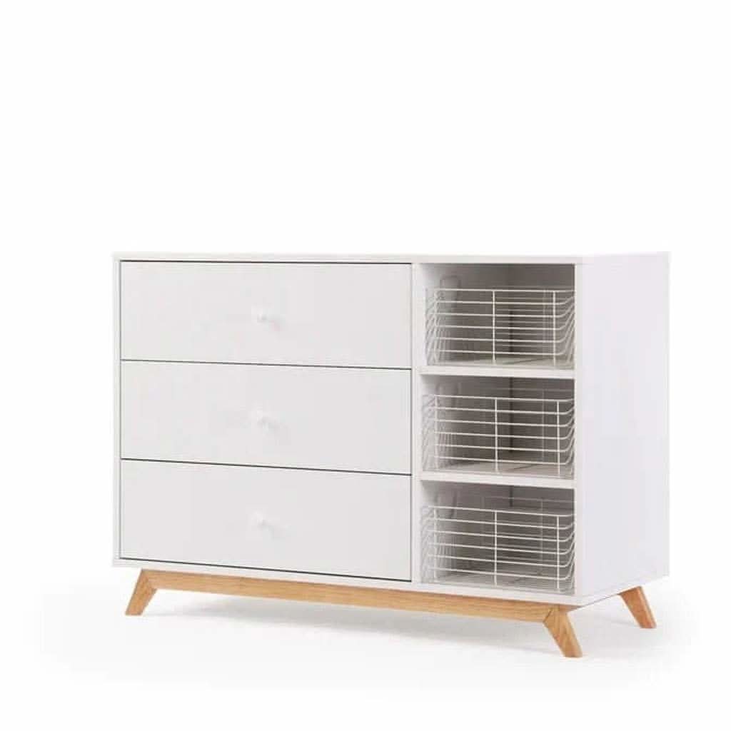 DaDaDa Central Park 3-Drawer, Two-Shelves Dresser-Dressers-DaDaDa-White / Natural-ANB Baby Store