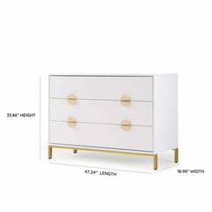 DaDaDa Chicago 3 - Drawer Dresser, White / Gold, ANB BABY