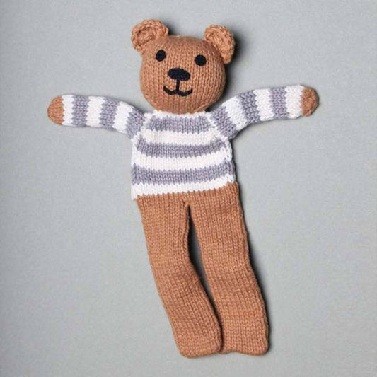 Estella Organic Cotton Handmade Baby Soother, 7.5 - Inch Striped Brown Bear - ANB Baby