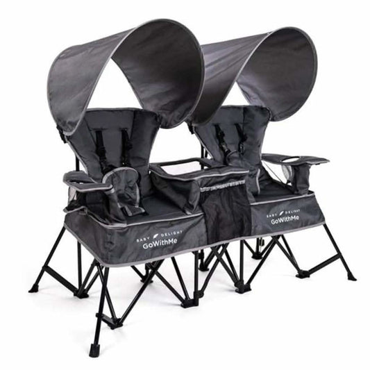 Go With Me Duo Deluxe Portable Double Chair, Grey - ANB Baby