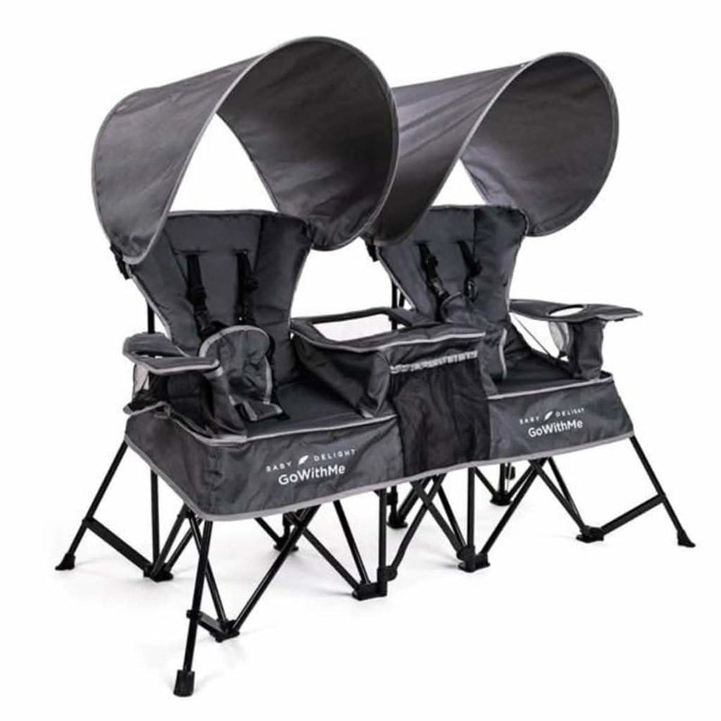 Go With Me Duo Deluxe Portable Double Chair, Grey - ANB Baby