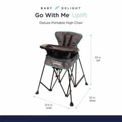 Go With Me Uplift Deluxe Portable High Chair, Grey / Teal, ANB BABY