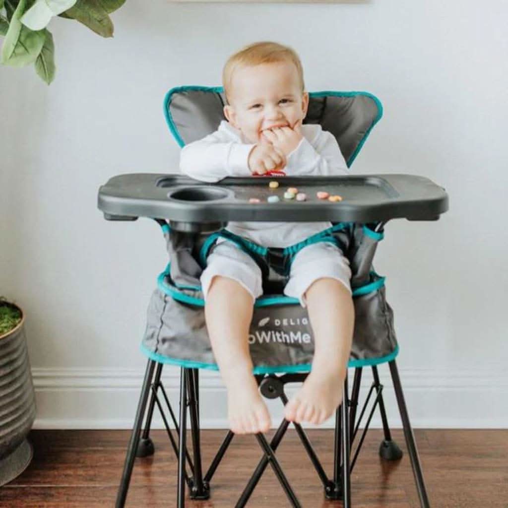 Go With Me Uplift Deluxe Portable High Chair, Grey / Teal, ANB BABY