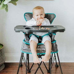Go With Me Uplift Deluxe Portable High Chair, Grey / Teal, ANB BABY