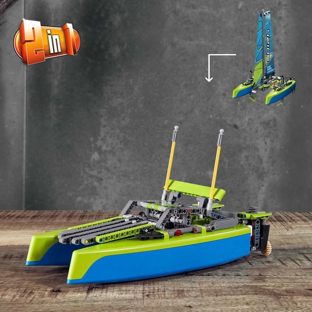 Lego Technic Catamaran Model Sailboat Building Kit, 404 Pieces, ANB BABY
